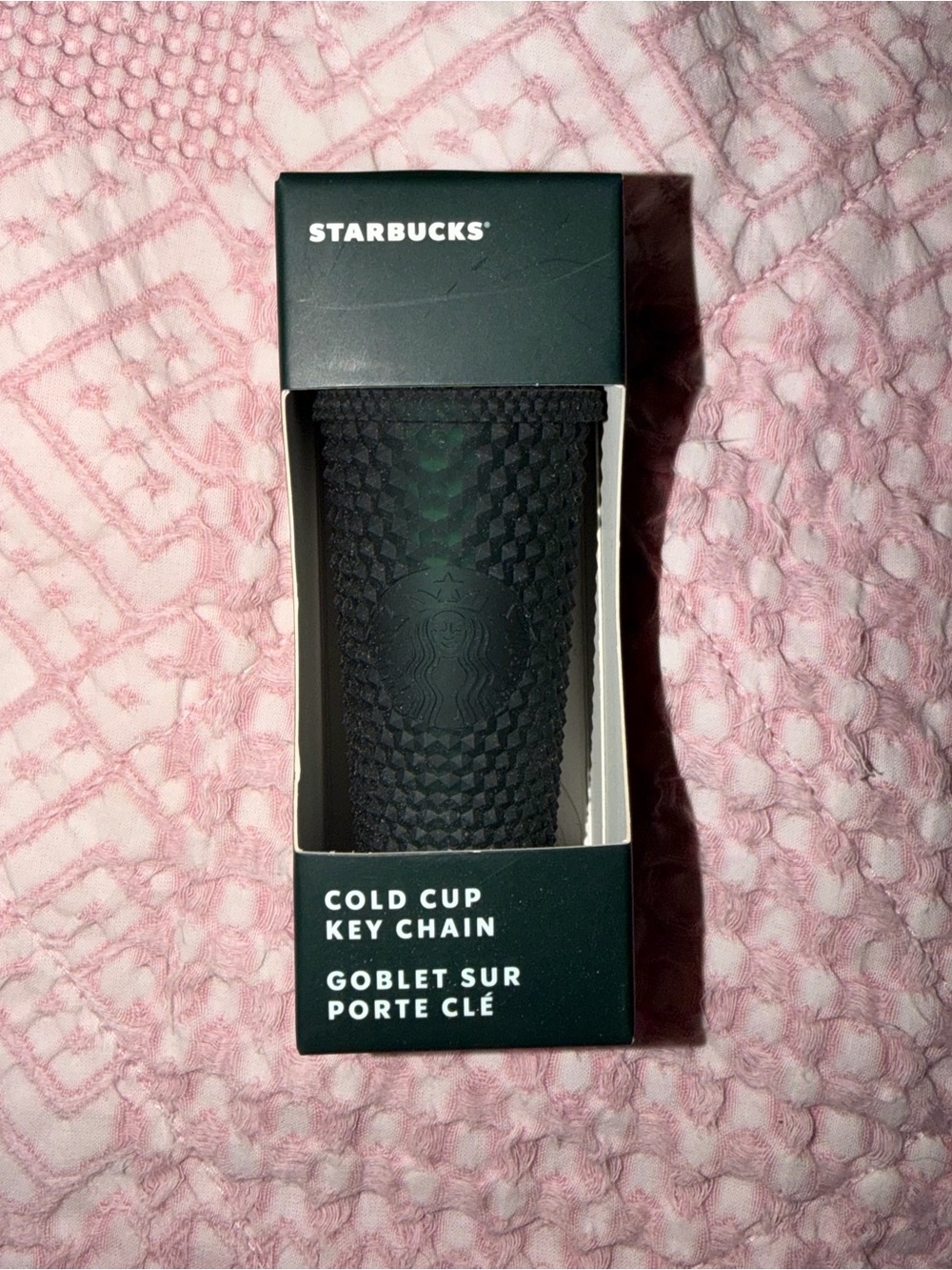 Starbucks Black Cold Cup Key Chain with Textured Siren Detail